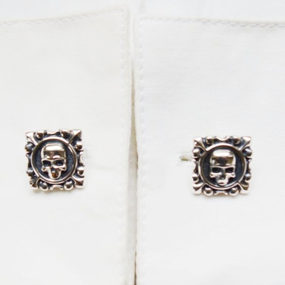 STERLING SILVER 925 DESIGNER CUFFLINKS SCULL DESIGN ONE SIZE NEWLY HANDMADE - Picture 8 of 15